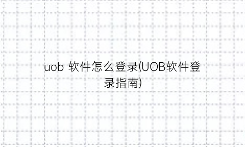 “uob软件怎么登录(UOB软件登录指南)